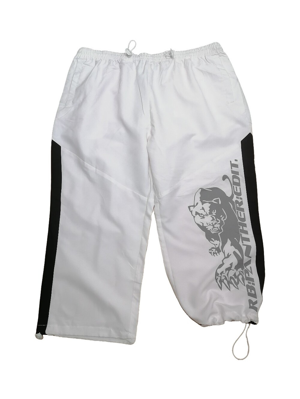 🦝🦝 Rainbow White Panther Graphic Track Pants with Black Side Stripes